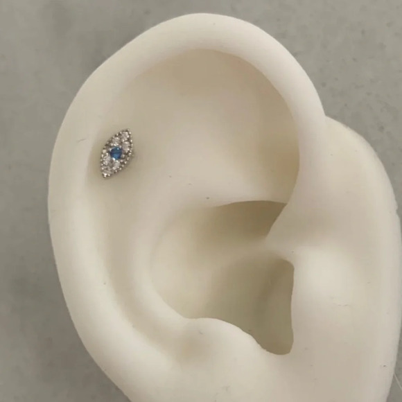 Modest Lu Jewelry - COPY - Sterling Silver Crystal Evil Eye Cartilage Earring Daith Conch